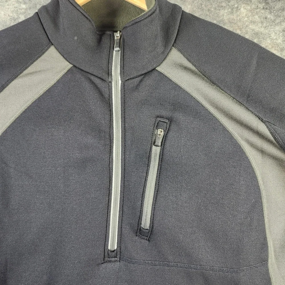 REI Mens Half Zip Fleece Pullover Black Grey Large Gorpcore Outdoor Utility Mock